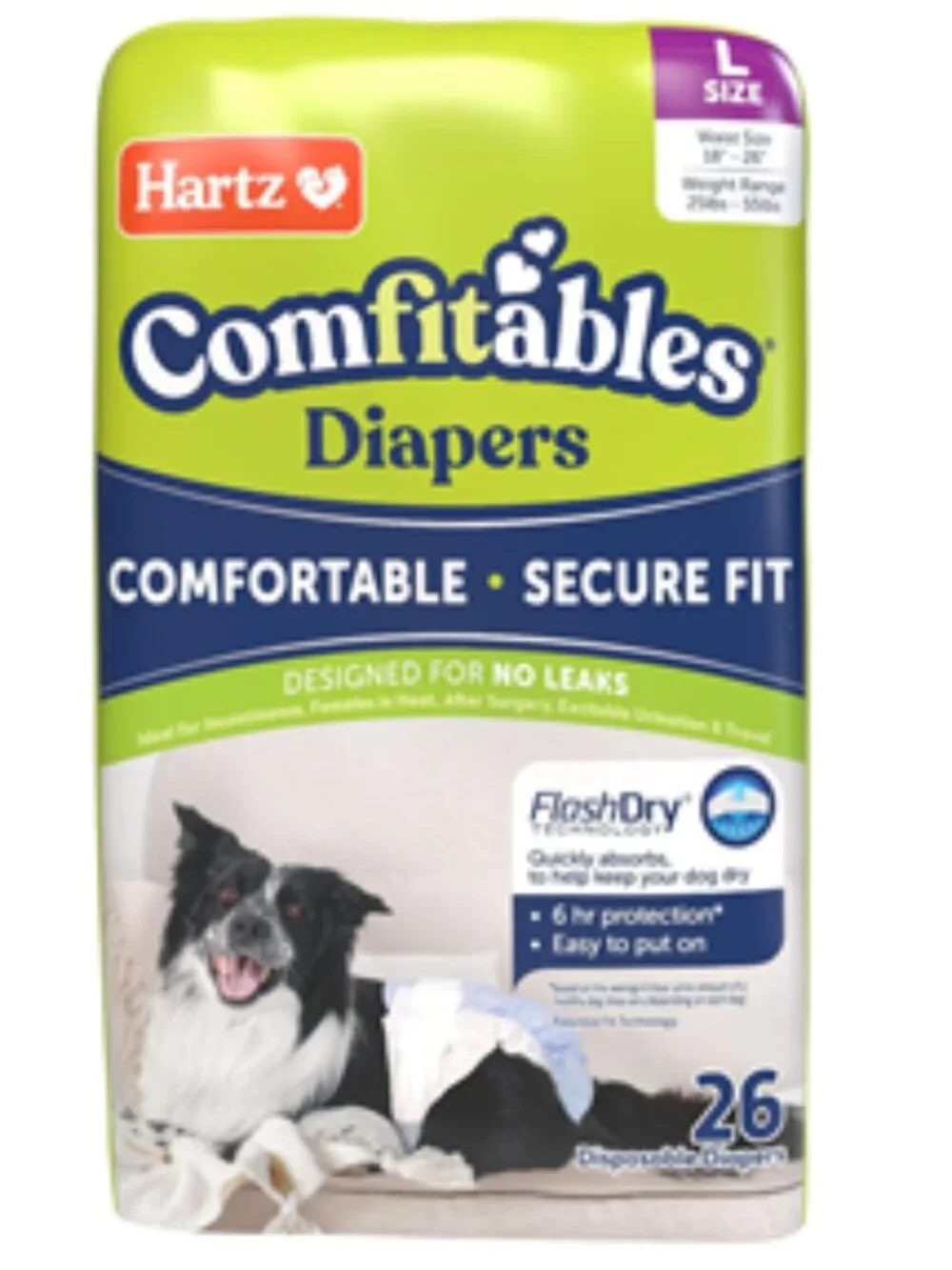 NWT Hartz Comfitables Male & Female Dog Diapers, Large 18